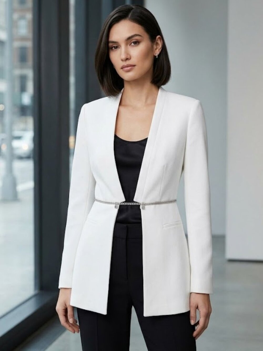 Bcbg Maxazria Derek ZIP Waist White Blazer Jacket Size XS